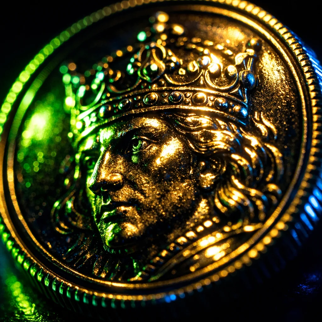Gouden munten die neerkletteren op een donkere achtergrond